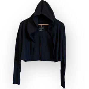 Yogalicious Black Cropped Hoodie S Soft Stretch Athleisure‎ Activewear Gym Top
